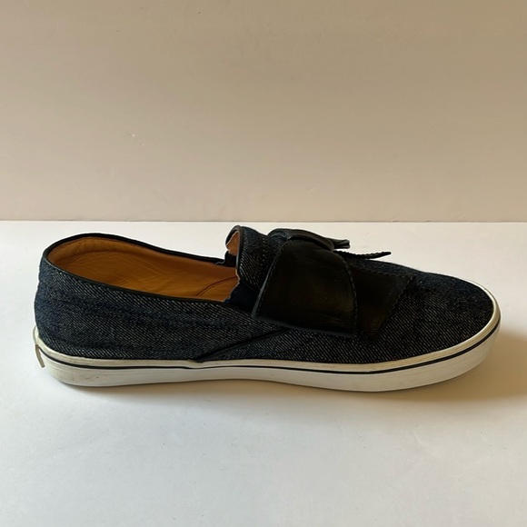 KATE SPADE Black Bow Dark Denim Slip-Ons Sz 7 - Picture 6 of 8
